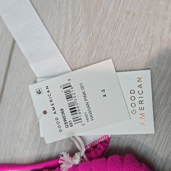 NWT Good American Women Hawiian Pink Jacquard Triangle Strappy Bra sz 2/M - Picture 4 of 7